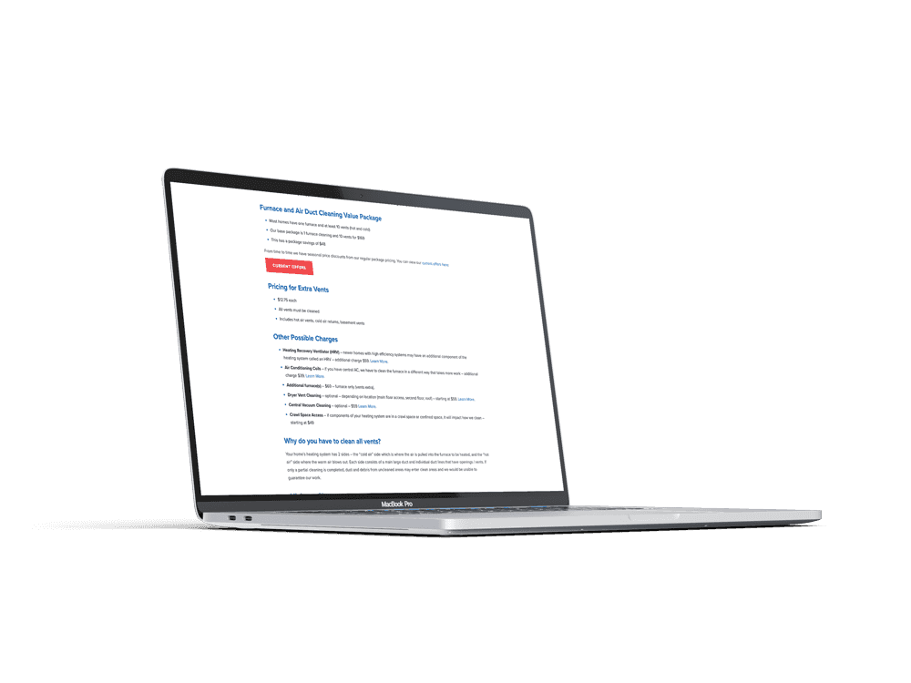 Screenshot of the Alberta Carpet Cleaning website